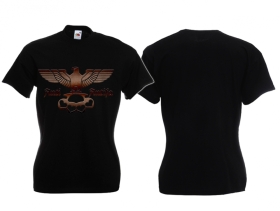 Frauen T-Shirt - Anti Antifa - Adler mit Schlagring - Braun Frauen T-Shirt - Anti Antifa - Adler mit Schlagring - Braun
