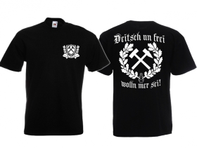 Frauen T-Shirt - Arzgebirg - Deitsch und Frei wolln mer sei! - Erzgebirge - Motiv 1 Frauen T-Shirt - Arzgebirg - Deitsch und Frei wolln mer sei! - Erzgebirge - Motiv 1