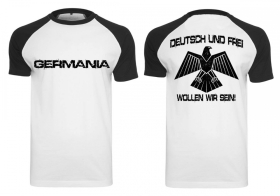 Raglan T-Shirt - Deutsch und Frei - schwarz/weiß Raglan T-Shirt - Deutsch und Frei - schwarz/weiß
