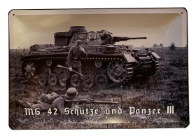 Blechschild - MG 42 SChütze & Panzer III - D159 (93) Blechschild - MG 42 SChütze & Panzer III - D159 (93)