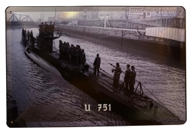 Blechschild - Deutsches U-Boot - U-751 - D158 (85) Blechschild - Deutsches U-Boot - U-751 - D158 (85)