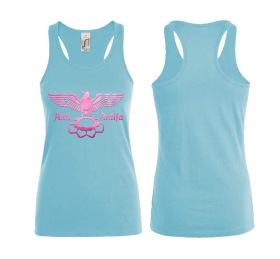 Frauen Top - Anti Antifa - Adler mit Schlagring - Pink - Atoll blau Frauen Top - Anti Antifa - Adler mit Schlagring - Pink - Atoll blau