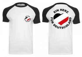 Raglan T-Shirt - Ein Herz für Deutschland - schwarz/weiß Raglan T-Shirt - Ein Herz für Deutschland - schwarz/weiß