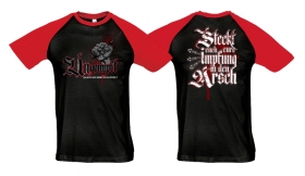 Raglan T-Shirt - Ungeimpft - Steckt euch eure Impfung in den Arsch - schwarz/rot Raglan T-Shirt - Ungeimpft - Steckt euch eure Impfung in den Arsch - schwarz/rot