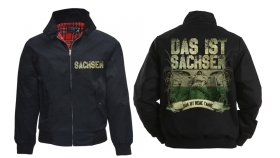 Harrington Jacke - bedruckt - schwarz - Meine Fahne - Sachsen Harrington Jacke - bedruckt - schwarz - Meine Fahne - Sachsen