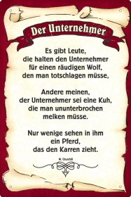 Blechschild - Der Unternehmer - BS357 (215) Blechschild - Der Unternehmer - BS357 (215)