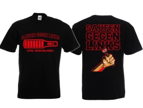 T-Hemd - Saufen gegen Links - schwarz/rot T-Hemd - Saufen gegen Links - schwarz/rot