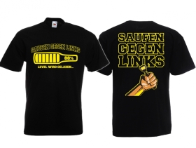 Frauen T-Shirt - Saufen gegen Links - schwarz/gelb Frauen T-Shirt - Saufen gegen Links - schwarz/gelb