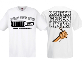 Frauen T-Shirt - Saufen gegen Links - weiß/schwarz Frauen T-Shirt - Saufen gegen Links - weiß/schwarz
