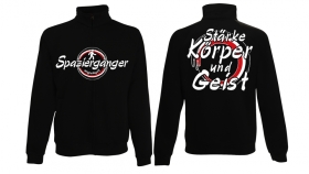 Stehkragen-Jacke - Spaziergänger - ungeimpft - großer Frontdruck - schwarz Stehkragen-Jacke - Spaziergänger - ungeimpft - großer Frontdruck - schwarz
