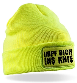 Mütze - BD - Impf dich ins Knie - gelb/schwarz Mütze - BD - Impf dich ins Knie - gelb/schwarz