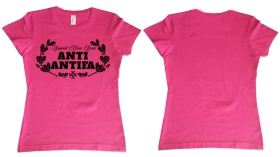Frauen T-Shirt - Support your Local Anti-Antifa - Brustdruck - pink Frauen T-Shirt - Support your Local Anti-Antifa - Brustdruck - pink