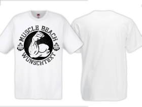 T-Hemd - Muscle Beach - Wunschtext - weiß/schwarz T-Hemd - Muscle Beach - Wunschtext - weiß/schwarz