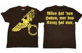 Premium Shirt - Alles hat nen Haken, nur das Kreuz hat vier - braun Premium Shirt - Alles hat nen Haken, nur das Kreuz hat vier - braun
