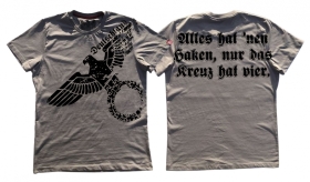 Premium Shirt - Alles hat nen Haken, nur das Kreuz hat vier - grau Premium Shirt - Alles hat nen Haken, nur das Kreuz hat vier - grau