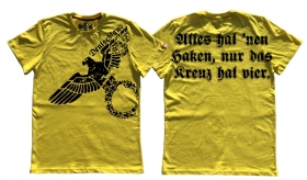 Premium Shirt - Alles hat nen Haken, nur das Kreuz hat vier - gelb Premium Shirt - Alles hat nen Haken, nur das Kreuz hat vier - gelb