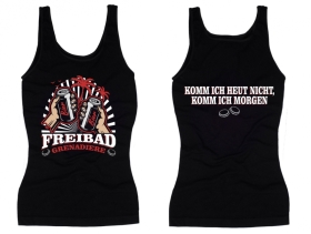 Frauen Top - Freibadgrenadiere - Komm ich heut nicht, komme ich morgen - schwarz Frauen Top - Freibadgrenadiere - Komm ich heut nicht, komme ich morgen - schwarz