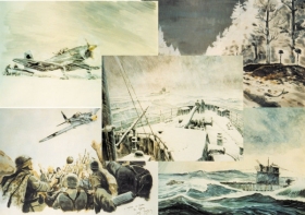 5 dekorative Wandbilder - "e;Kriegsgemälde"e; 5 dekorative Wandbilder - "e;Kriegsgemälde"e;