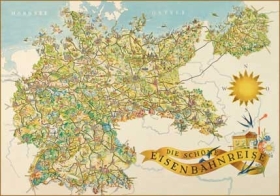 Bildwandkarte - „Die schöne Eisenbahnreise - Deutschland 1937“ Bildwandkarte - „Die schöne Eisenbahnreise - Deutschland 1937“