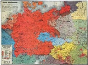 Bildwandkarte - Sprachenkarte von Mitteleuropa - Deutsche Siedlungsgebiete Bildwandkarte - Sprachenkarte von Mitteleuropa - Deutsche Siedlungsgebiete