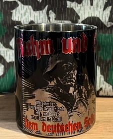 Edelstahltasse mit Karabinerhakengriff - Ruhm und Ehre Edelstahltasse mit Karabinerhakengriff - Ruhm und Ehre