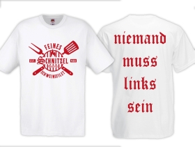 Frauen T-Shirt - Feines Schnitzel Schweinsfilet - weiß/rot Frauen T-Shirt - Feines Schnitzel Schweinsfilet - weiß/rot