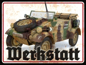 Blechschild - 12x18cm - Werkstatt - VW Kübelwagen Blechschild - 12x18cm - Werkstatt - VW Kübelwagen