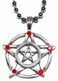 Halskette - Pentagram - rot - Variante 2 Halskette - Pentagram - rot - Variante 2