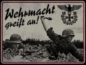 Holzschild - 20x30cm - Wehrmacht greift an Holzschild - 20x30cm - Wehrmacht greift an
