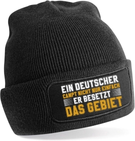 Mütze - BD - Ein Deutscher campt nicht nur einfach - er besetzt das Gebiet - schwarz Mütze - BD - Ein Deutscher campt nicht nur einfach - er besetzt das Gebiet - schwarz