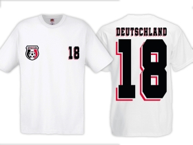T-Hemd - Fußball - Deutschland - Trikot 18 - Motiv 1 - weiß T-Hemd - Fußball - Deutschland - Trikot 18 - Motiv 1 - weiß
