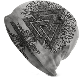 Beanie - Valknut mit Lebensbaum - grau (72)+++Einzelstück+++ Beanie - Valknut mit Lebensbaum - grau (72)+++Einzelstück+++