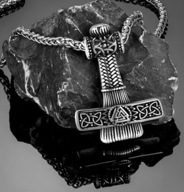 Halskette - Thors Hammer - mit Valknut - silber Halskette - Thors Hammer - mit Valknut - silber