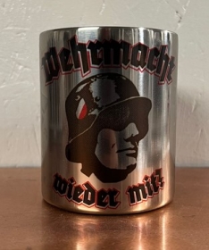 Edelstahltasse mit Karabinerhakengriff - Wehrmacht wieder mit Edelstahltasse mit Karabinerhakengriff - Wehrmacht wieder mit