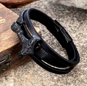 Armband - schwarz - Thors Hammer - schwarze Optik Armband - schwarz - Thors Hammer - schwarze Optik