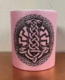 Glitzer Tasse - pink - Thors Hammer mit Schwarzer Sonne Glitzer Tasse - pink - Thors Hammer mit Schwarzer Sonne