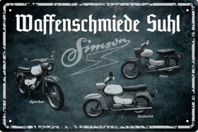 Blechschild - Simson - Waffenschmiede Suhl (quer) (433) Blechschild - Simson - Waffenschmiede Suhl (quer) (433)