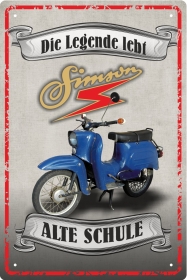 Blechschild - Simson - alte Schule - die Legende lebt (Schwalbe) (434) Blechschild - Simson - alte Schule - die Legende lebt (Schwalbe) (434)