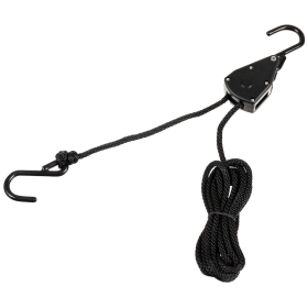 Spannseil - 4 mm - 2 Meter - mit Ratschensicherung - schwarz Spannseil - 4 mm - 2 Meter - mit Ratschensicherung - schwarz