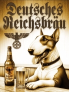 Holzschild - 30x40cm - Reichsbräu - Bullterrier Holzschild - 30x40cm - Reichsbräu - Bullterrier