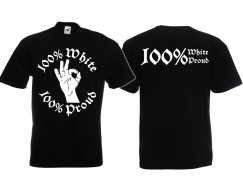 T-Hemd - White Power - Logo - Modern - 100% White/Proud - großer Frontdruck - schwarz T-Hemd - White Power - Logo - Modern - 100% White/Proud - großer Frontdruck - schwarz