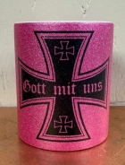 Glitzer Tasse - pruple - Eisernes Kreuz - Gott mit uns Glitzer Tasse - pruple - Eisernes Kreuz - Gott mit uns