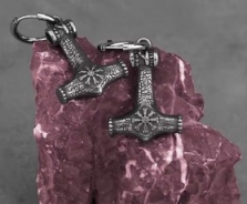 Ohrringe - Thors Hammer - mit Vegvisir - Einzeln
