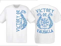 T-Hemd - Victory or Valhalla - weiß/hellblau