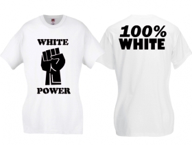 Frauen T-Shirt - White Power - weiß/schwarz - groß Frauen T-Shirt - White Power - weiß/schwarz - groß