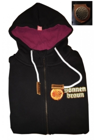 Druck18 Premium - Frauen Kapuzenjacke - Sonnenbraun - schwarz Druck18 Premium - Frauen Kapuzenjacke - Sonnenbraun - schwarz
