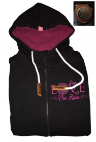 Druck18 Premium - Frauen Kapuzenjacke - Love our Race - schwarz Druck18 Premium - Frauen Kapuzenjacke - Love our Race - schwarz