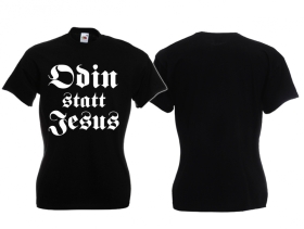 Frauen T-Shirt - Odin statt Jesus - Motiv 3 - schwarz/weiß Frauen T-Shirt - Odin statt Jesus - Motiv 3 - schwarz/weiß